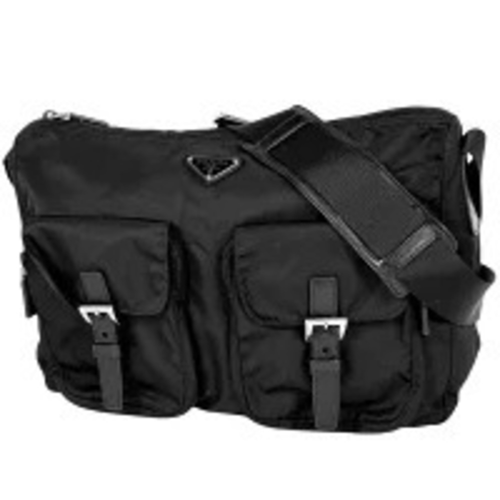 Prada Plate Shoulder Bag Messenger Nero Black
